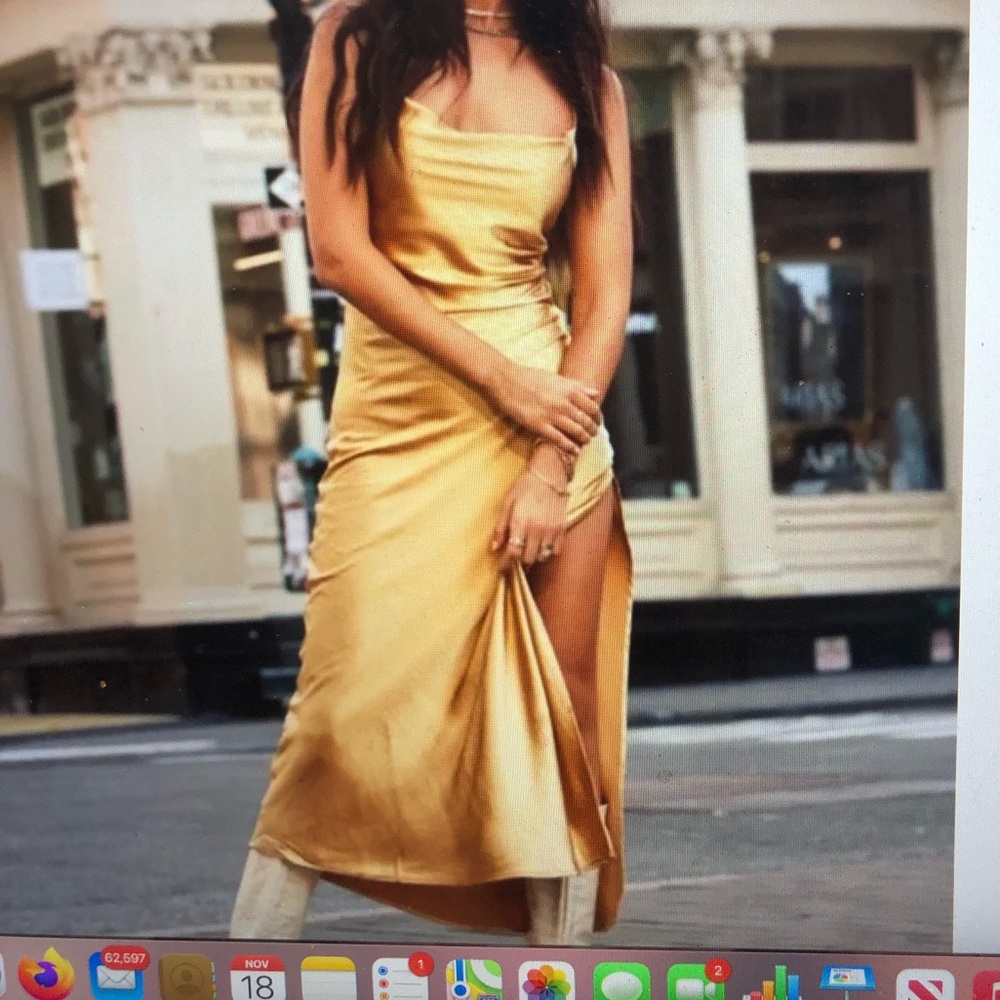 Gold maxi slip dress